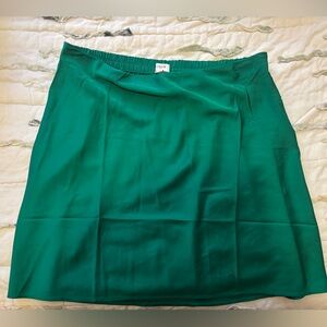 NWT Jcrew Green Satin Skirt-Large